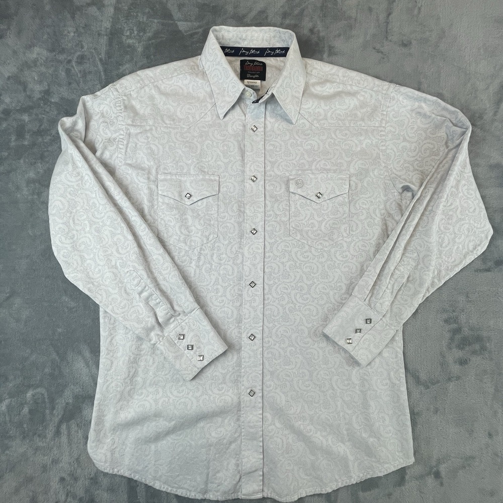 Wrangler George Straight Troubadour Long Sleeve Diamond Snap Shirt Men XL Paisly
